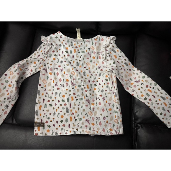 Matilda Jane‎ Girls Size 6 Fall Harvest Leaf Pumpkin Long Sleeve Ruffle Top - Picture 2 of 8